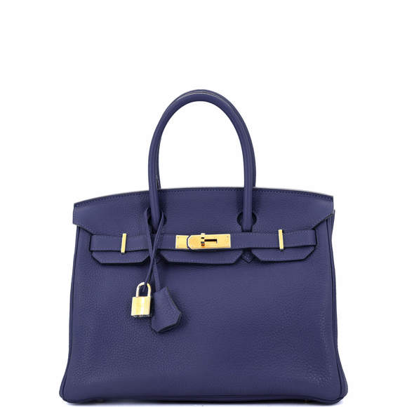Hermes Birkin 30 Blue Clemence with Gold Hardware - Picture 1 of 8